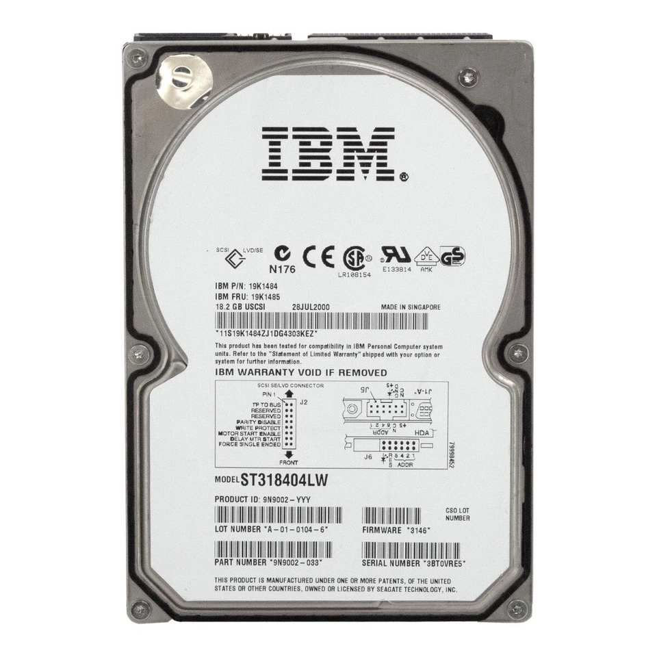 Hard Drive IBM 19K1485 19K1484 ST318404LW 18.2GB 10K 4MB SCSI U160 3.5' - Image 3 of 3