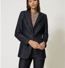 Twinset Milano Dark Blue Denim Blazer Size 12