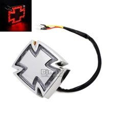 Universal Cross LED Tail Brake Stop Light Rear Light For Chopper Bobber 12V