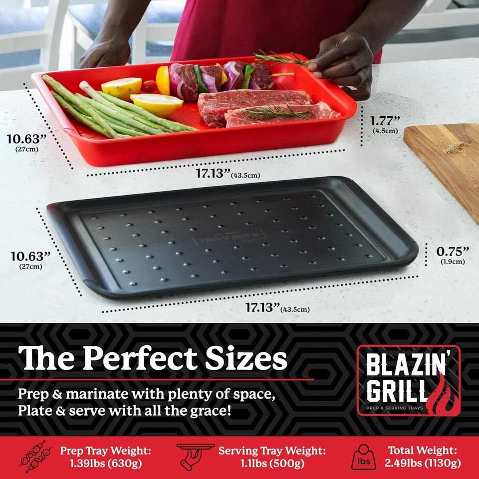 GRILL Prep and Serve Trays | Set of 2 Stackable, Melamine Trays | Serving Tray - Image 2 of 4