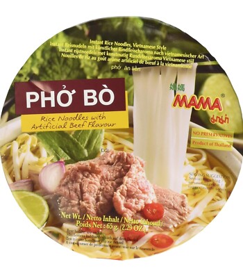 MAMA Pho Bo Instant Beef Soup Bowl Noodle In Vietnamese Style 2.29 oz Pack of 6