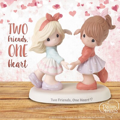   New PRECIOUS MOMENTS Figurine TWO FRIENDS ONE HEART Sisters Dance Friendship