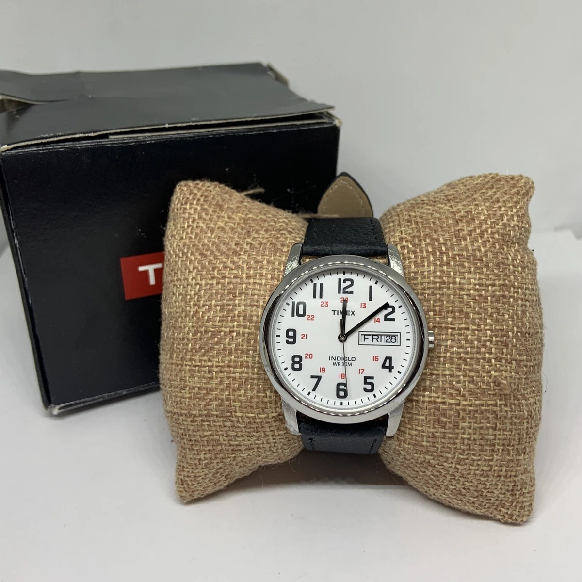 Timex Easy Reader T20461 Mens Black Leather Strap Analog Dial