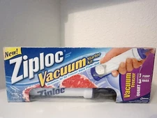Ziploc Vacuum Freezer Starter Kit Pump Bags New In Box 1 Pump 3 Quart Bags 
