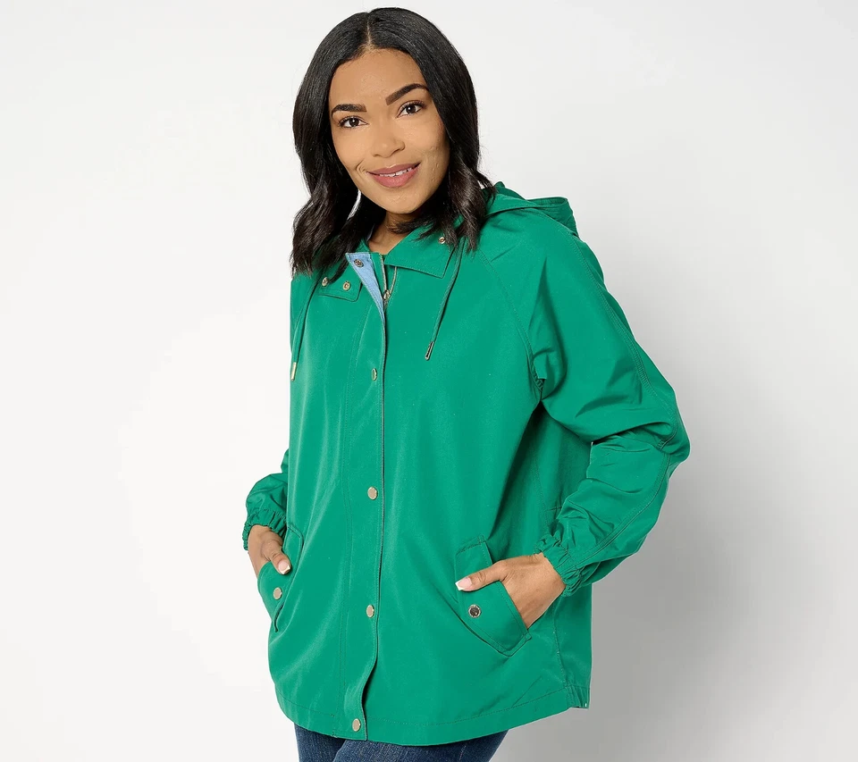 НОВЫЙ Isaac Mizrahi Live! XL молнии спереди Anorak куртка в изумрудно-зеленый QVC 3381 - Изображение 4 из 4