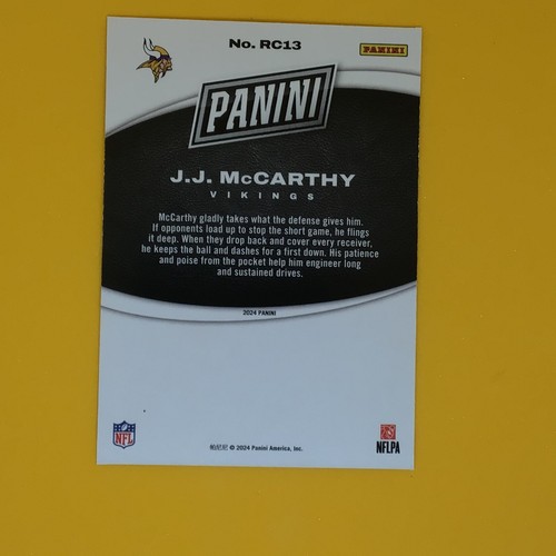 2024 Panini Black Friday limited edition RC J J McCarthy #RC13 Vikings QB - Picture 2 of 2
