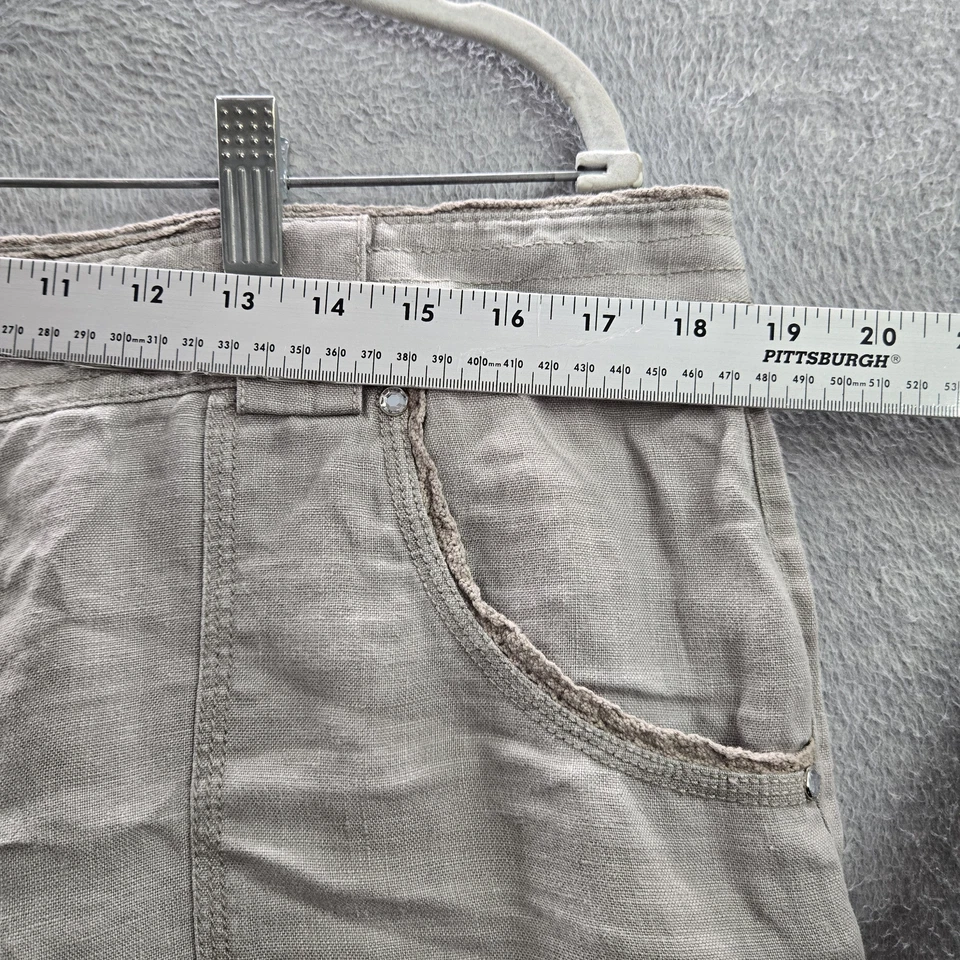 VINTAGE INC International Concepts Women Pants 14 Gray Beige Linen Wide Leg - Image 4 of 4