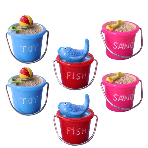 6Pcs Adorable Mini Beach Bucket Garden Miniatures Figurine Micro Landscape - Picture 11 of 11
