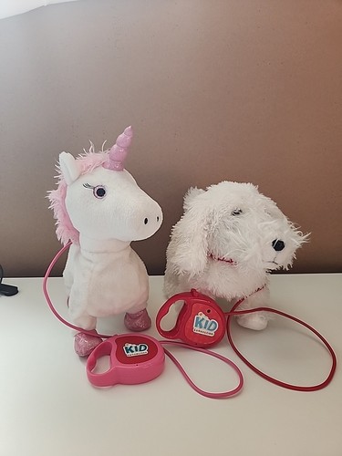 Kid Connection 9" Plush Walking Pet Unicorn & Dog Sound Remote Control. Set Of 2 - Picture 4 of 5