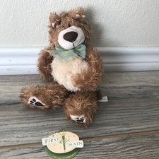 First  Main Teddy Bear Plush Lovey Animal Witherspoon Green Bow DETACHED TAGS