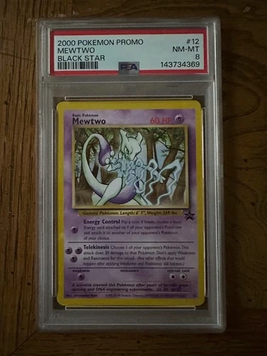 2000 POKEMON PROMO MEWTWO #12 BLACK STAR PSA 8