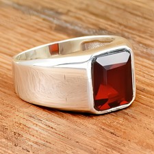 Red Ruby Gemstone With 925 Sterling Silver Handmade Ring for Men's Stylish Ring