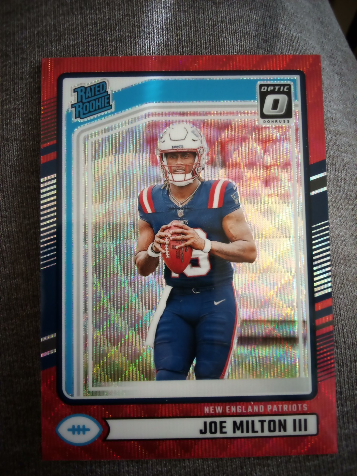 2024 Donruss - Rated Rookie Joe Milton III #319 Optic Preview Red Wave Prizm (RC