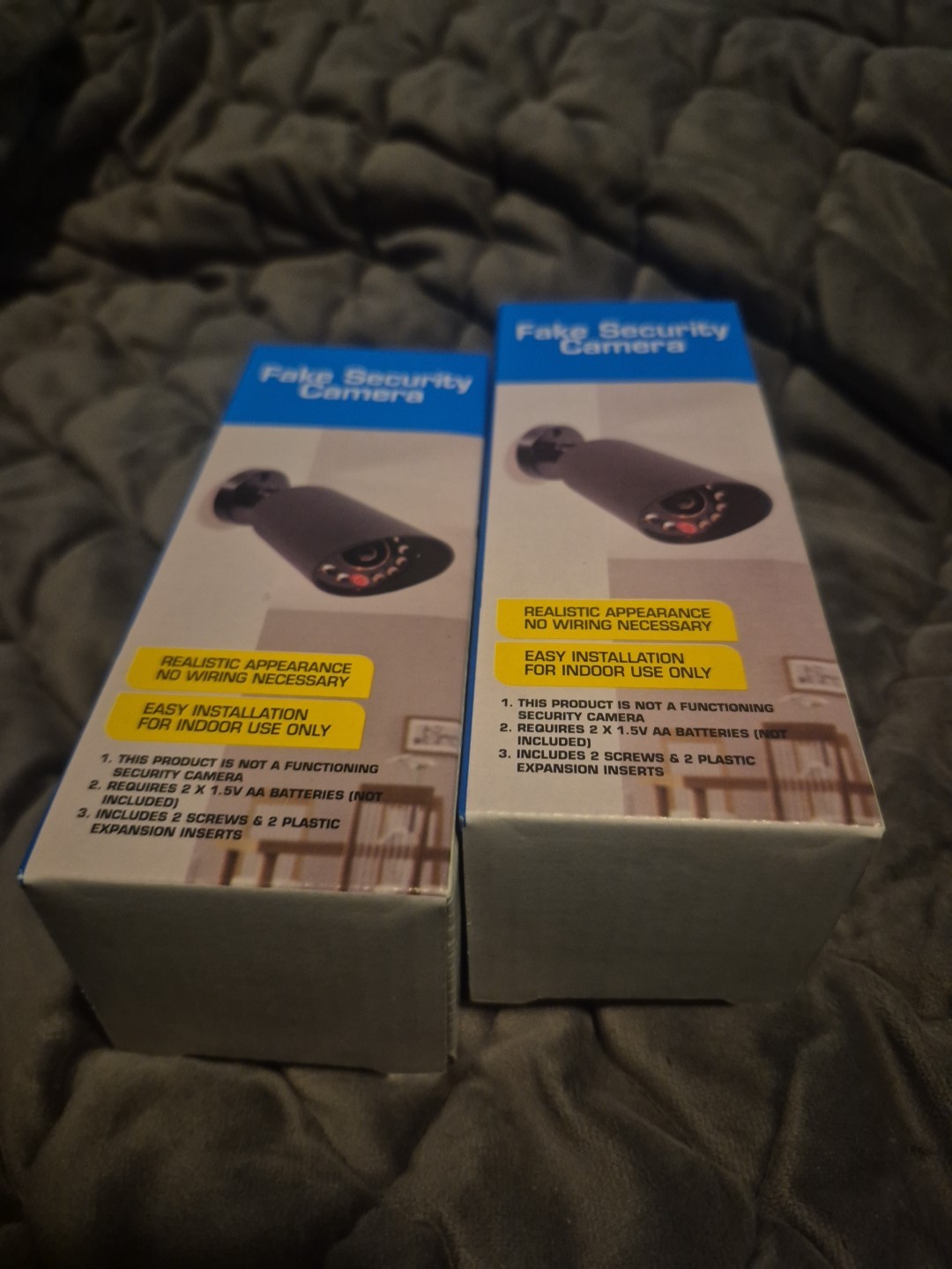 Fake Security CCTV Camera (2 Pack) Dummy Camera BLACK w Flashing Red LED Light