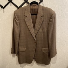 Canali Blazer Mens 46 US / 56 EU Brown Plaid Silk Wool Made in Italy read