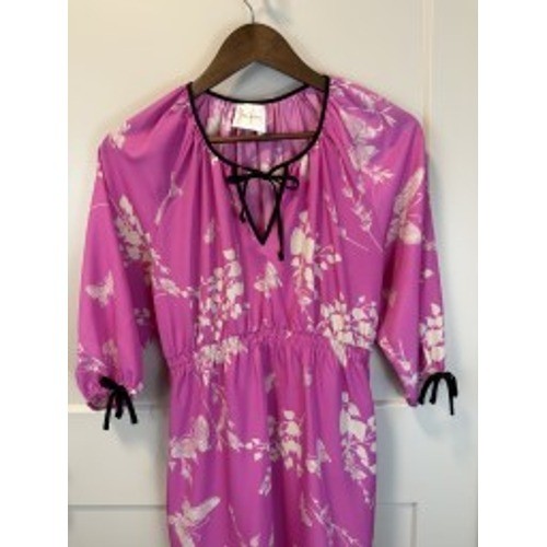 Yumi Kim Jeannette Dress Fuschia Butterfly Print Pockets Size Large View 3