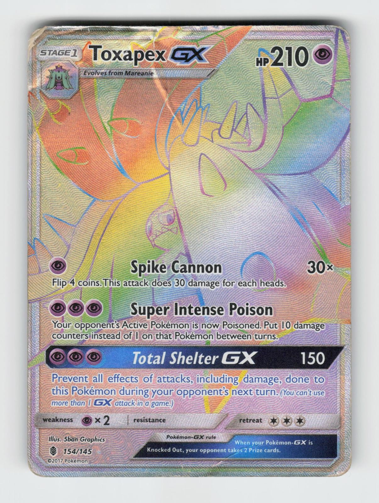 Toxapex GX (Secret) 154/145 Holo Secret Rare Guardians Rising Pokemon 2017 HP