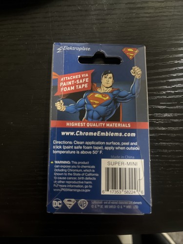 Mini calcomanía cromada Superman coche insignia 3D pintura segura fácil instalación nueva - Imagen 2 de 2