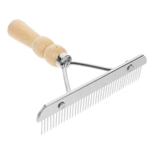 iplusmile Dematting Brush Rake Comb with Wood Handle Gentle Stainless Steel P...