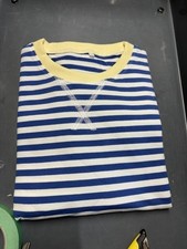 Womens Medium Blue and White Striped shirt Yellow Collar Long Sleeve NWT
