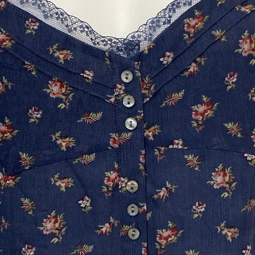 Ralph Lauren Polo Jeans Co Top XL Blue Silk Floral Boho Button Front Cami NWT - Picture 7 of 13