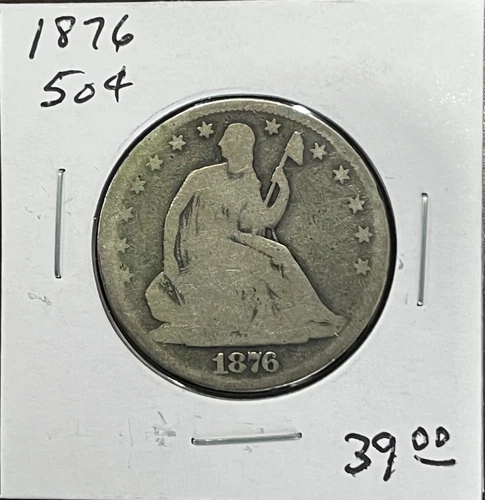 Photo of a 1876-P Seated Liberty Half Dollar from an eBay listing that sold on Jul 14, 2026