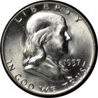 1957-D Silver Franklin Half Dollar - Gem BU FBL #155
