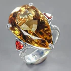 Handmade 24 ct Natural Citrine Quartz Ring 925 Sterling Silver Size 7.5 /R440547