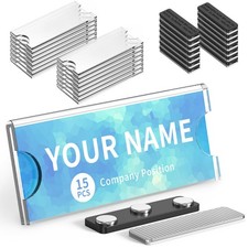 Magnetic Name Tags Kit, 15 Pack Reusable Badge Holders Transparent