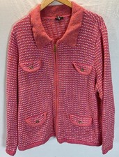 TALBOTS Cardigan Blazer Sweater Preppy Coral Office Classic size 3X pockets