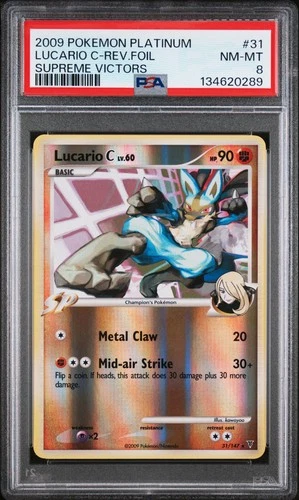 2009 POKEMON PLATINUM SUPREME VICTORS #31 LUCARIO C-REVERSE FOIL PSA 8