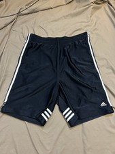 VTG Y2K Adidas Basketball Satin Dazzle Navy 3 Stripe Athletic Shorts Mens Large
