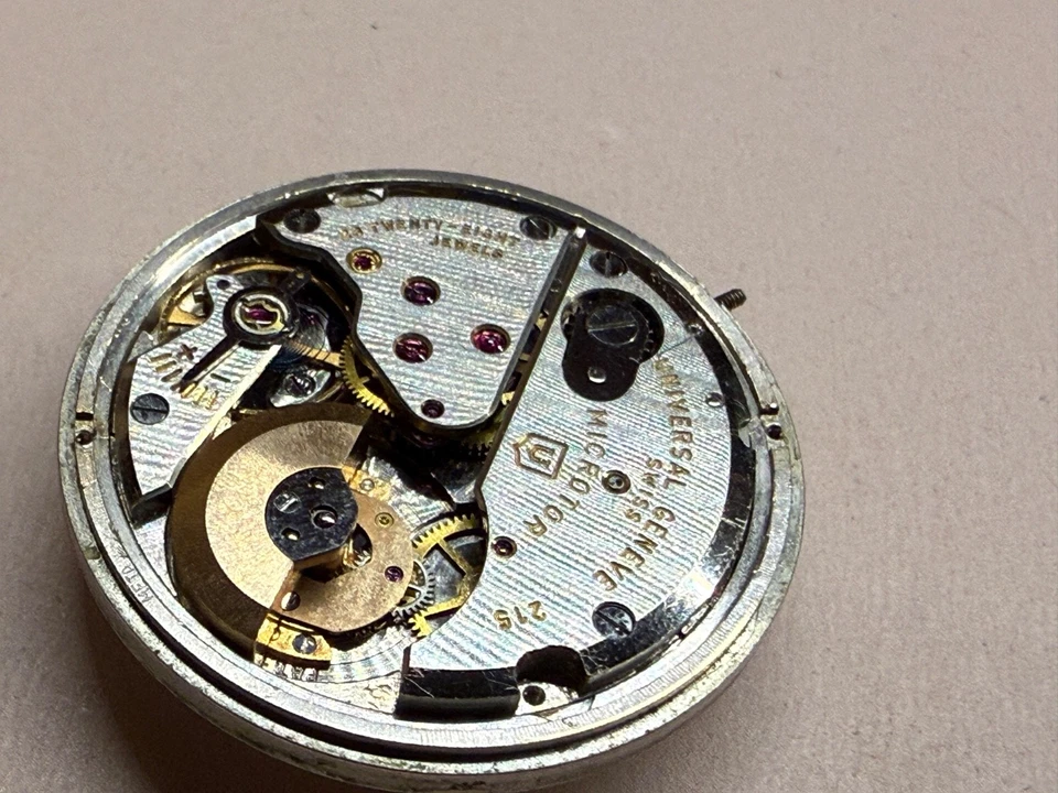 Universal Genève Microtor Kaliber 215 -Zifferblatt, Zeiger, Krone und Glas - Image 3 of 4