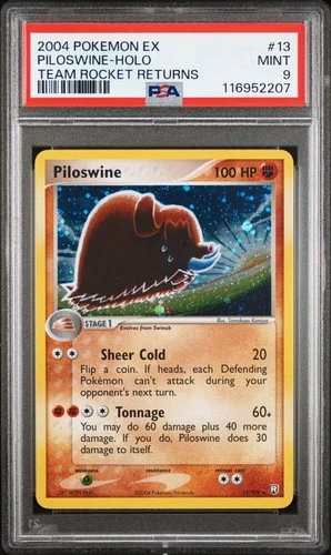 2004 POKEMON EX TEAM ROCKET RETURNS PILOSWINE #13 HOLO PSA 9 MINT #116952207