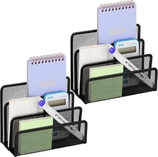 2 Pieces Desk Mail Organizer, Metal Mesh Small File Holders Letter Organizer, Bi
