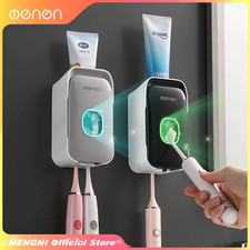 Wall  Mounted Automatic Toothpaste Dispenser Punch  Free Toothbrush Holder Rack