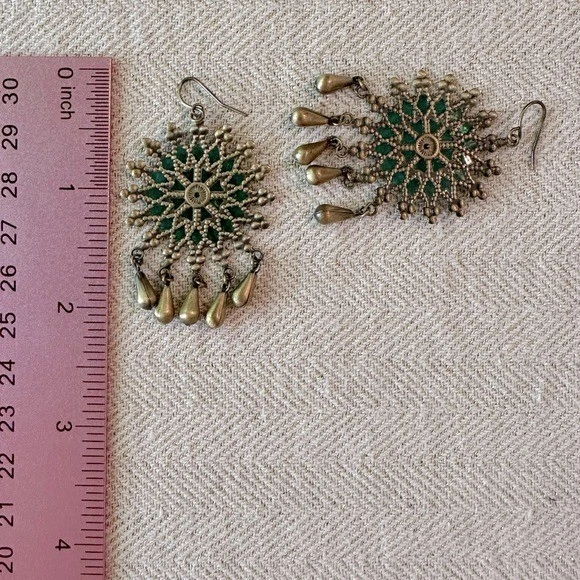 Juego de 3 Pendientes Colección Estilo Bohemio Oro Verde, Rosa y Pulido Paquete Foto 2 de 4