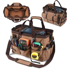 Canvas Large Electrician Tool Storage Bag Large-Opening Tool Bag Tote Crossbody