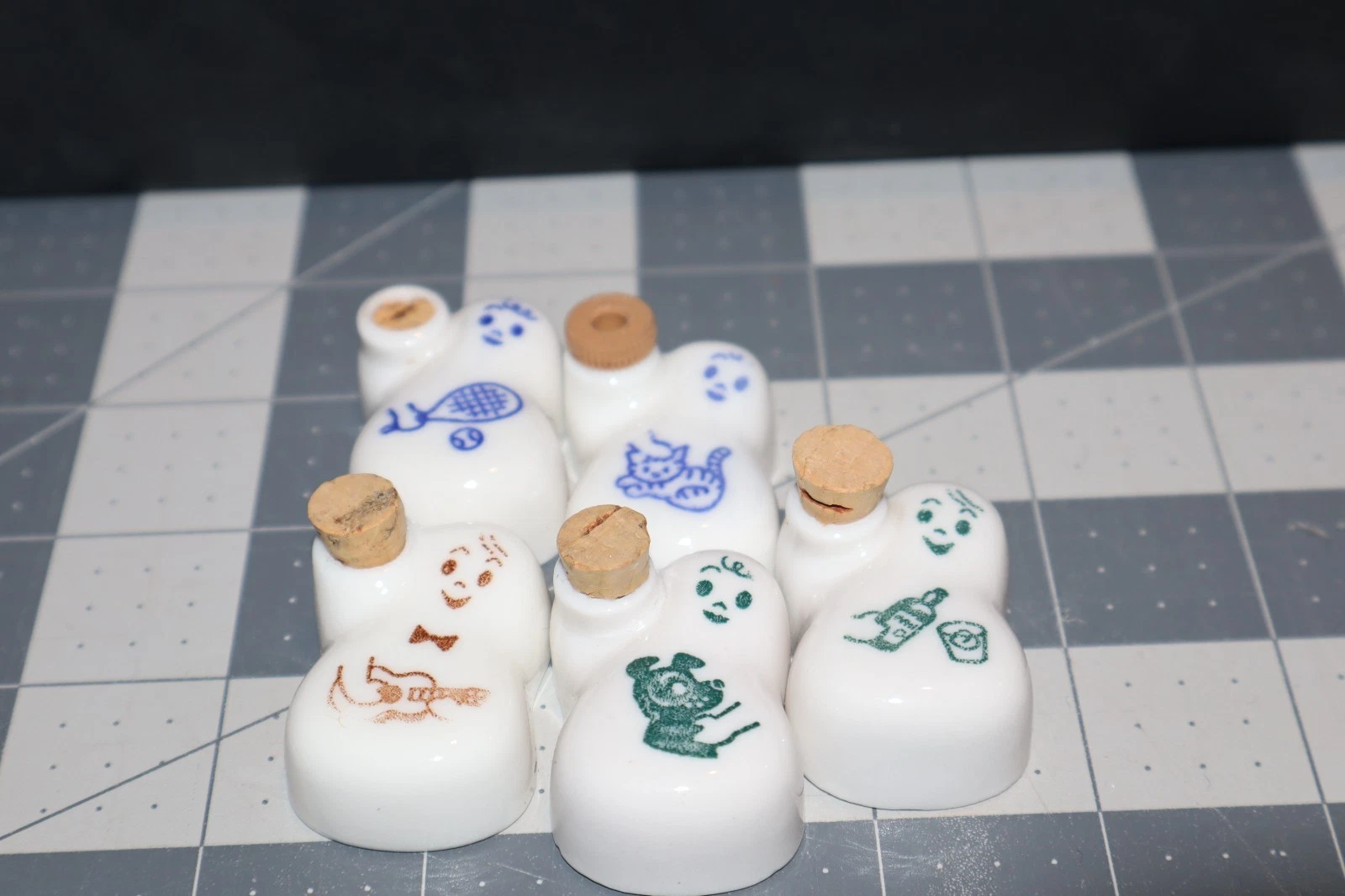 5 Ceramic Figural Bottles / Soy sauce ceramic containers for lunch box