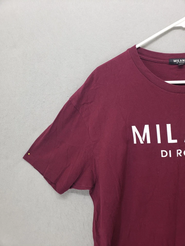 Camisa Milano Di Rouge Para Hombres XL Borgoña Gráfico Camiseta Cuello Redondo Informal Ropa de Calle Foto 2 de 4
