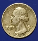 1941-P Washington Quarter. 90% Silver. EF+.