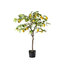 Artificial Lemon Tree, 4FT Tall Fake Lemon Plant in Pot, Faux Lemon Fruit Tre...