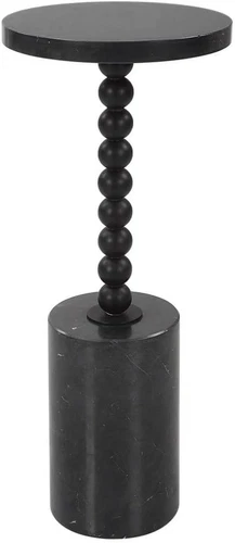 Black Marble Bead Drink Table - Elegant Accent for Any Room - Picture 2 of 4