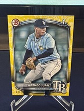 2025 Bowman Chrome Prospects Santiago Suarez #Bp-142 Yellow Refractor /75 (RC)