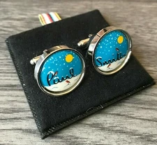 PAUL SMITH LOGO SNOW / WINTER SCENE SILVER TONE CUFFLINKS