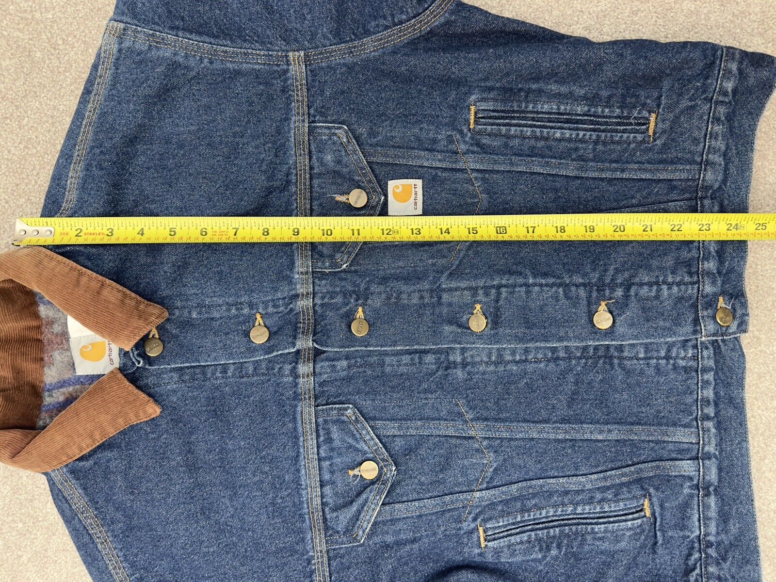 Vintage Carhartt Button Up Denim Jacket Aztec Bla… - image 5