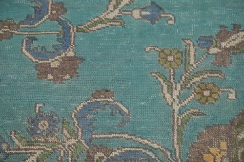 Vintage Türkis Blau Übergefärbt Handgeknüpft Traditionell Wohnzimmer Teppich 10x12 - Bild 9 von 21