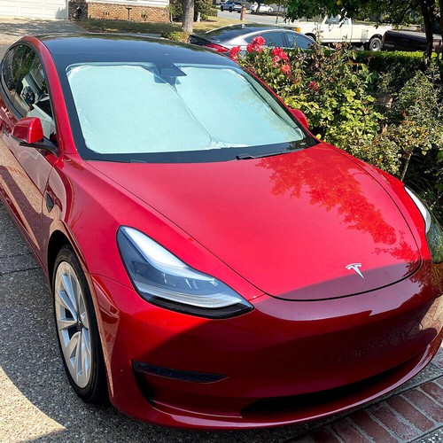 Upgraded Sunshade For Tesla Model 3 Y Windshield, Improved UV Protection Fabric - Picture 7 of 10