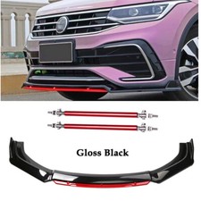 For Volkswagen Tiguan 09-22 Front Bumper Lip Splitter Spoiler Glossy Black Strut For Volkswagen Tiguan 09-22 Front Bumper Lip Splitter Spoiler Glossy Black Strut