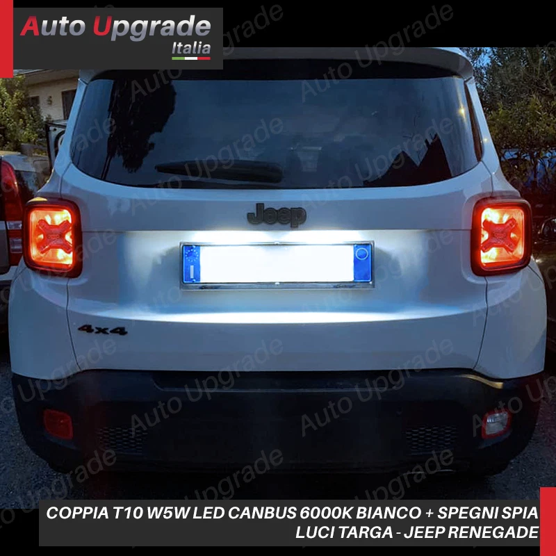 COPPIA 2 LUCI TARGA 5 LED PER JEEP RENEGADE T10 W5W + SPEGNI SPIA 100% No ERRORE - Immagine 2 di 3